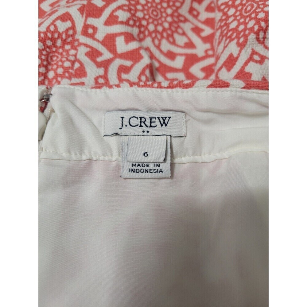 J. Crew Coral White Pencil Skirt Knee Length Slit in Back Lined Zips Sz 4 - Picture 6 of 10